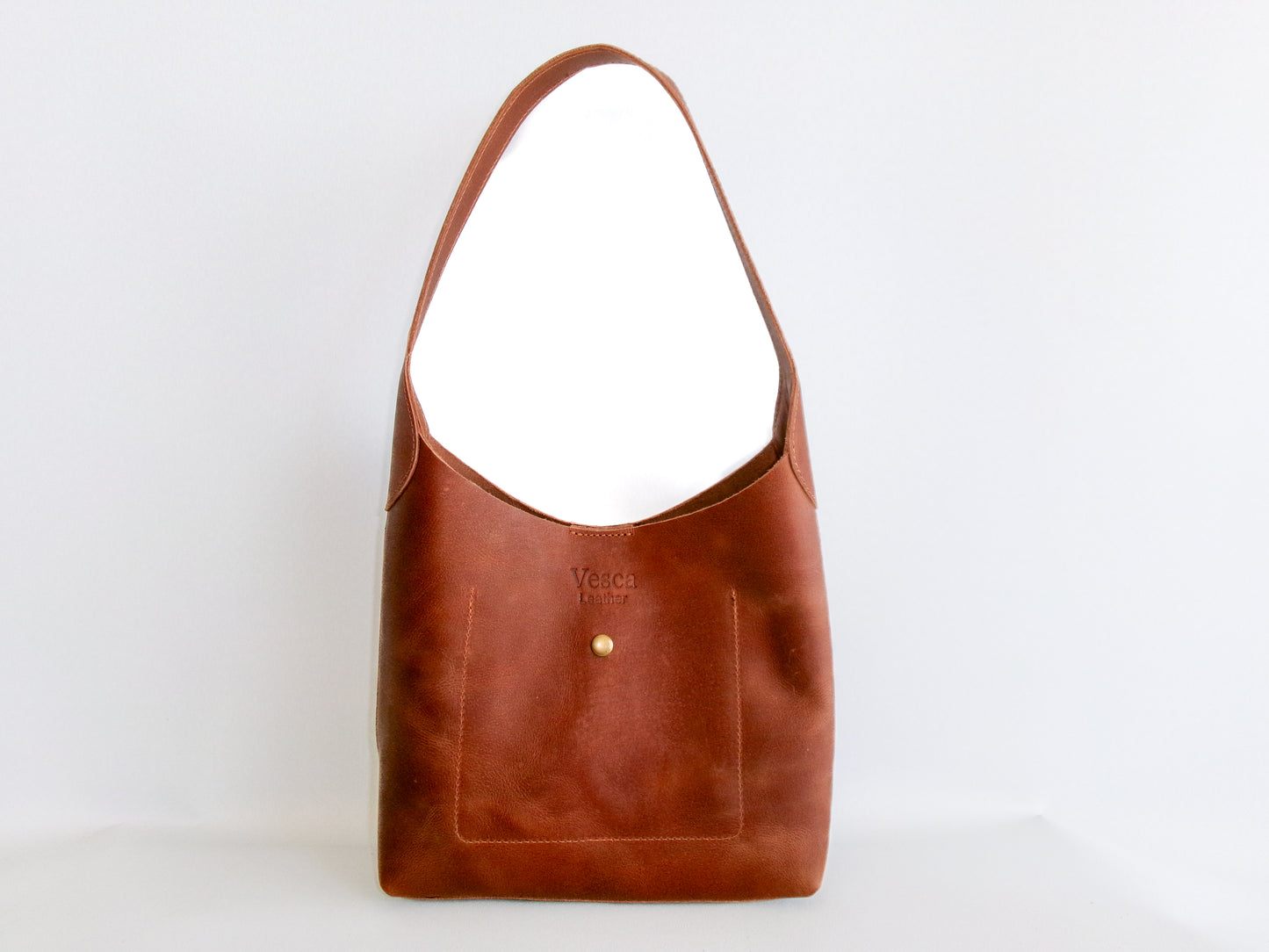 Leather tote bag in brown, made in South Africa