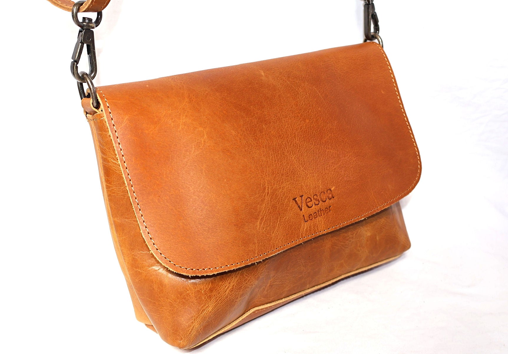 French leather flap bag