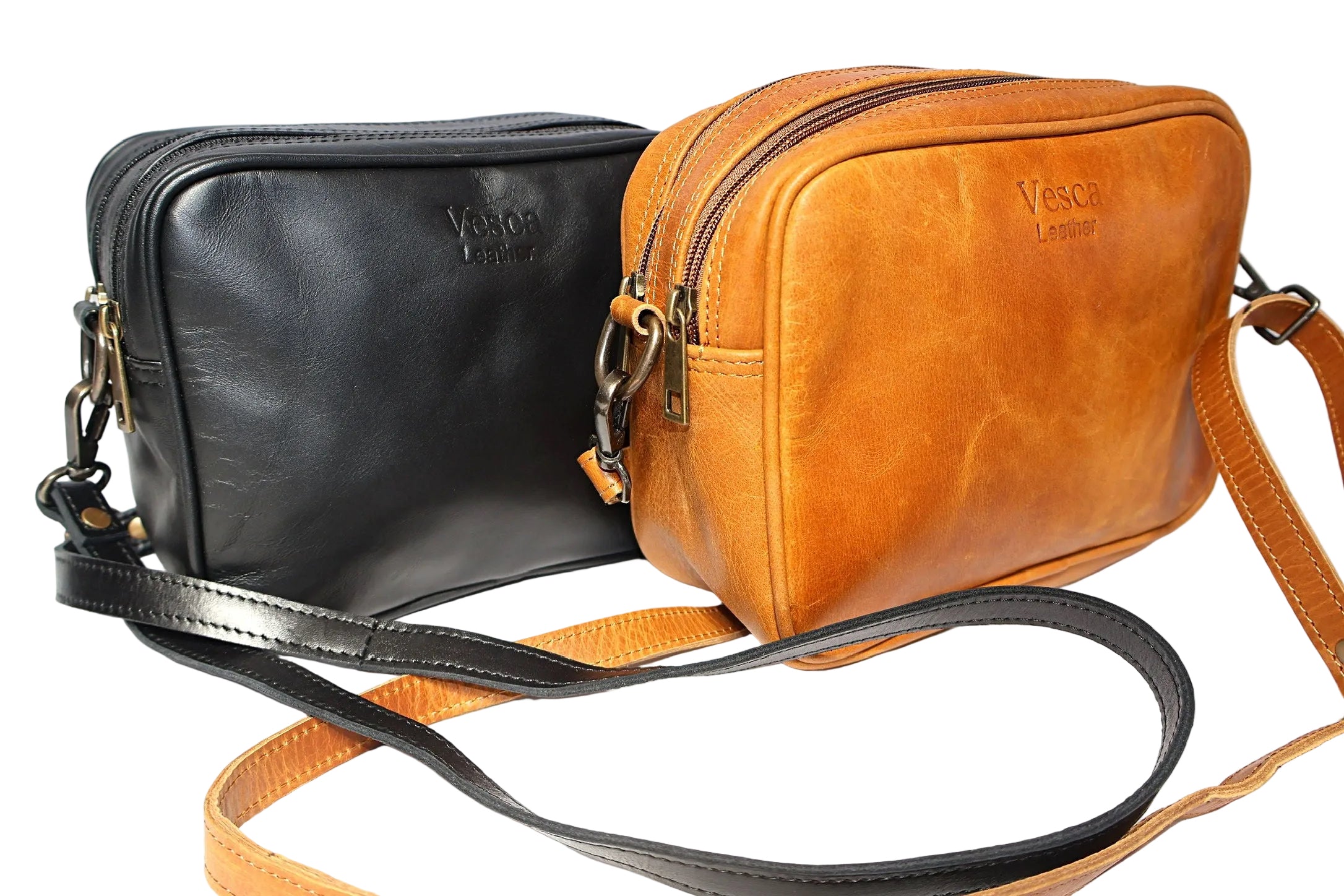 leather shoulder bag, brown leather bag, black leather bag, leather cross body bag, leather bag with two slings, leather shoulder bag, leather bags made in South Africa, leather box bag, Vesca