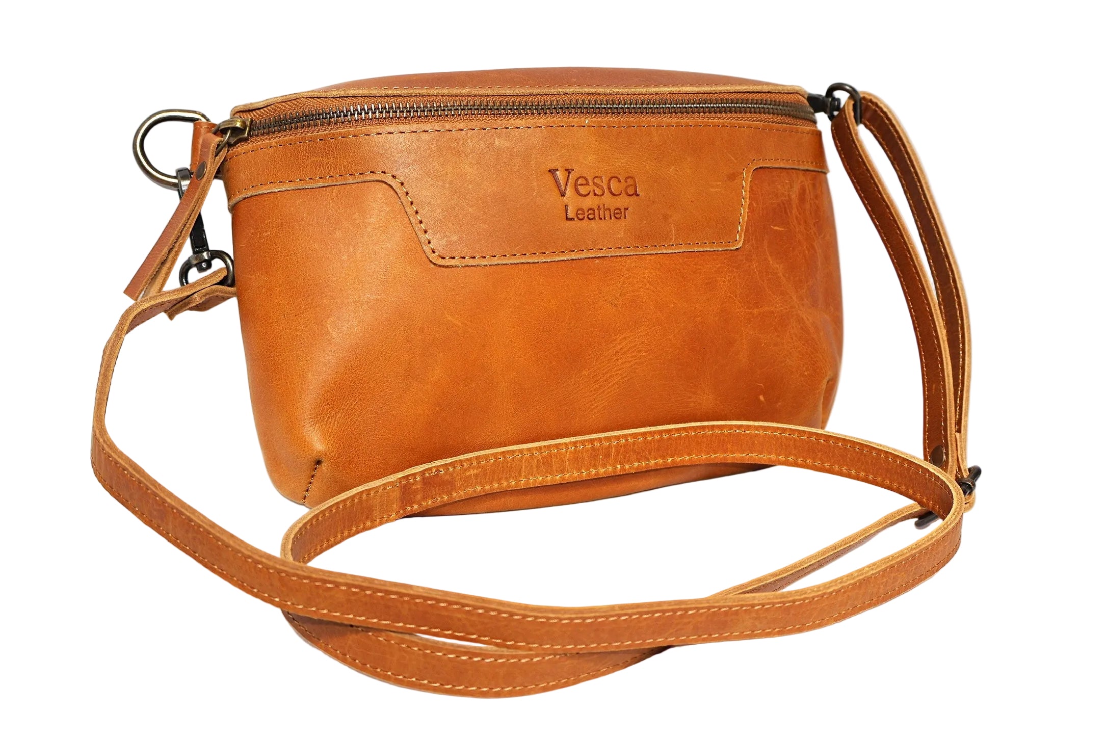 leather shoulder bag, brown leather bag, black leather bag, leather cross body bag, leather bag with two slings, leather shoulder bag, leather bags made in South Africa, animal print moonbag, animal print leather bag, Vesca, brown leather moonbag