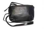 Black leather moonbag, shoulder bag. Adjustable sling, leather bag, made in south Arica 