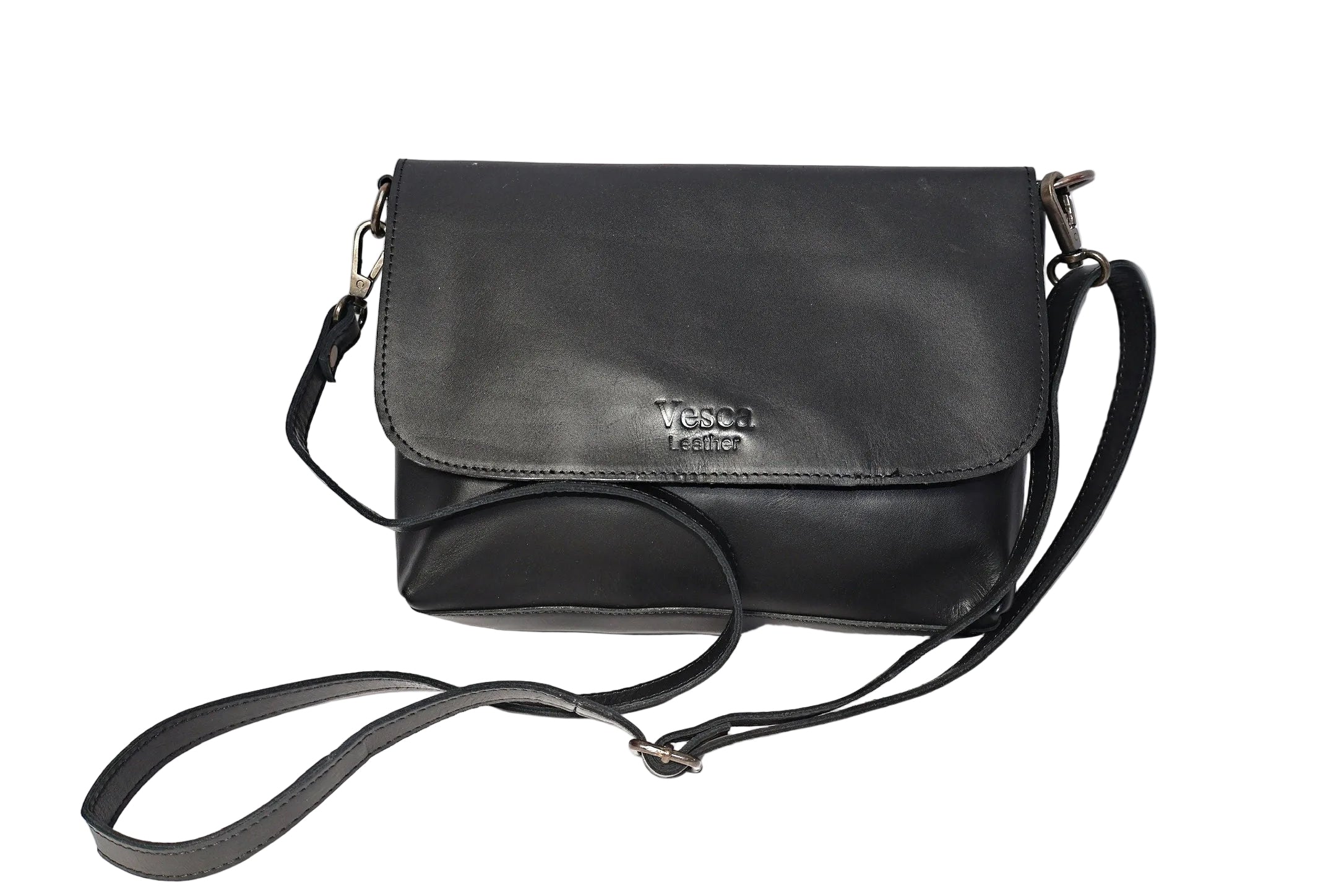 leather shoulder bag, brown leather bag, black leather bag, leather cross body bag, leather bag with two slings, leather shoulder bag, leather bags made in South Africa, leather flap bag, Vesca