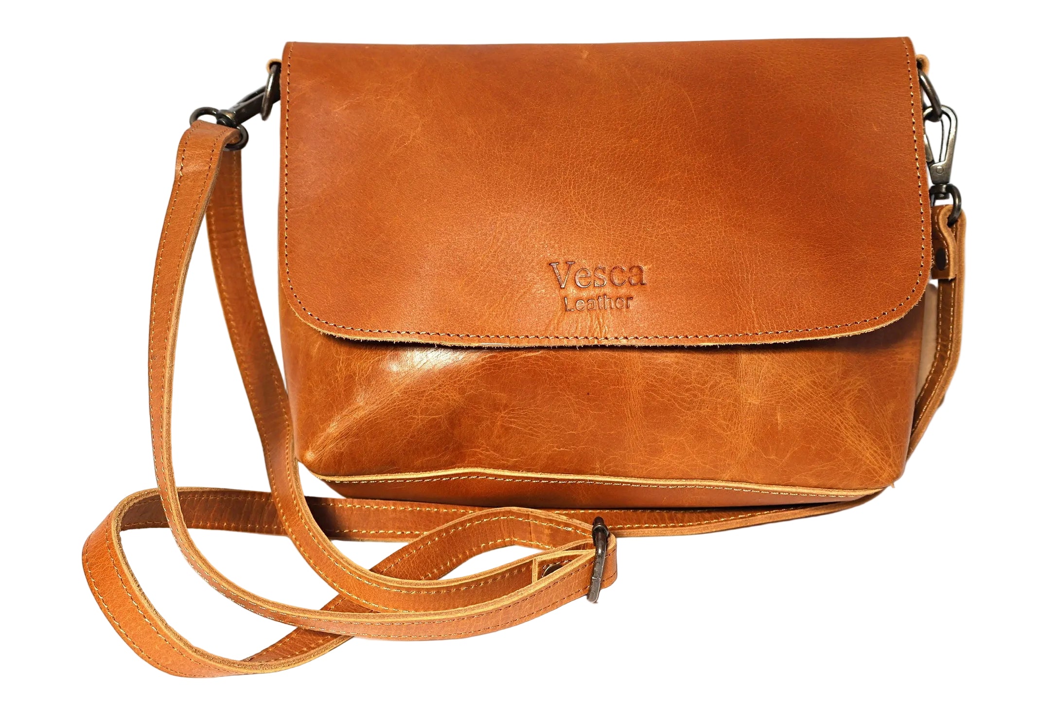 leather shoulder bag, brown leather bag, black leather bag, leather cross body bag, leather bag with two slings, leather shoulder bag, leather bags made in South Africa, leather flap bag, Vesca